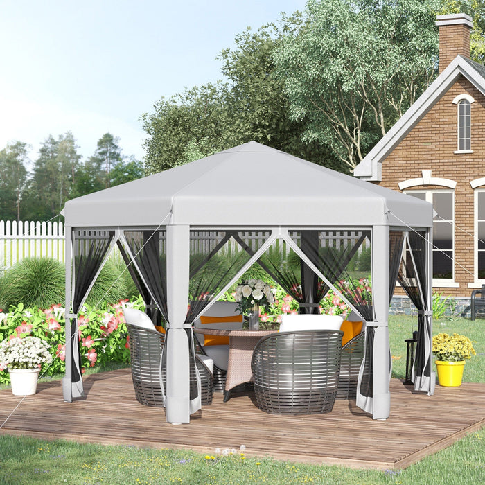 Hexagonal Pop Up Gazebo With Sides, Travel Case, 3.2m