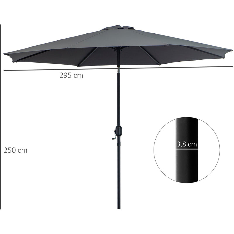 3m Tilting Garden Parasol with Crank Handle Outsunny
