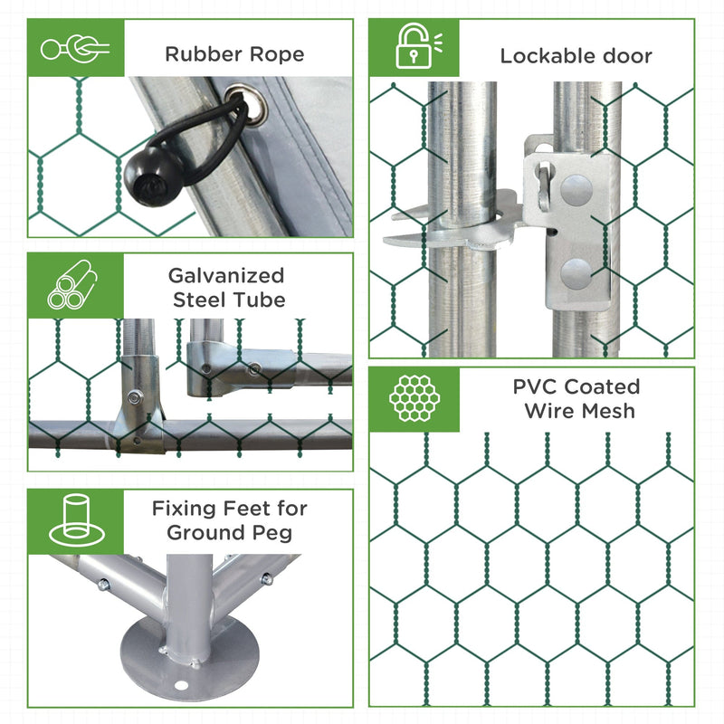 PawHut Large Chicken Coop with Roof - 380x280x195cm