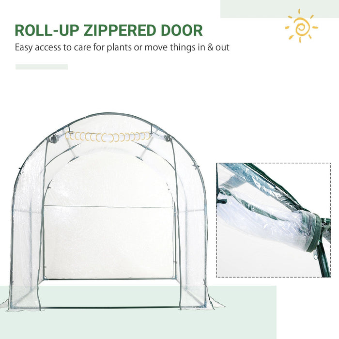 Walk In Tunnel Greenhouse, Roll-up Door, 2.5x2m, White