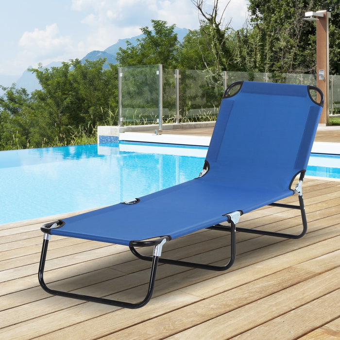 Folding Sun Lounger, 5 Point Adjustable Back