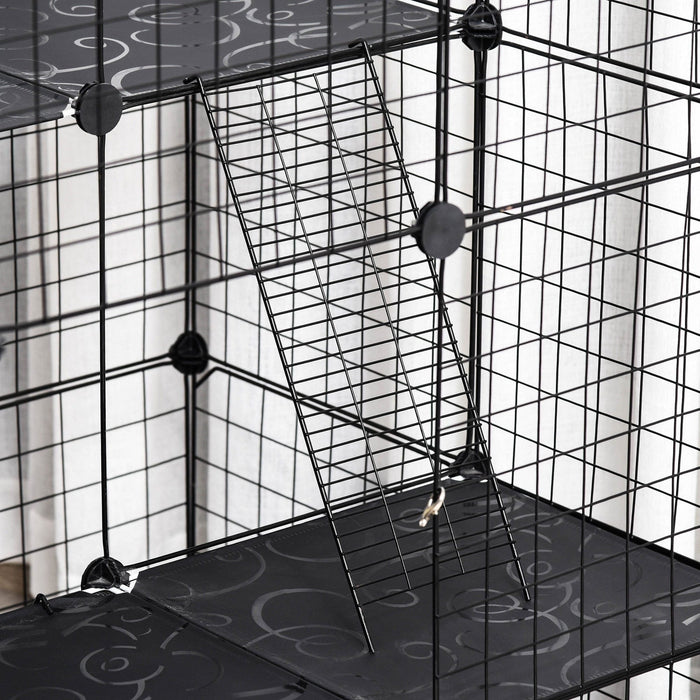 DIY Pet Play Pen, Metal Fence, 39 Panels, 3 Doors, Black