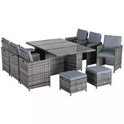 11pc Rattan Garden Furniture Cube Dining Set