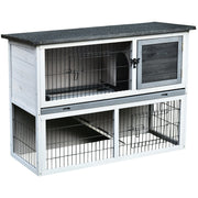 Fir Wood Animal Hutch With Slide Out Tray - Grey Pawhut