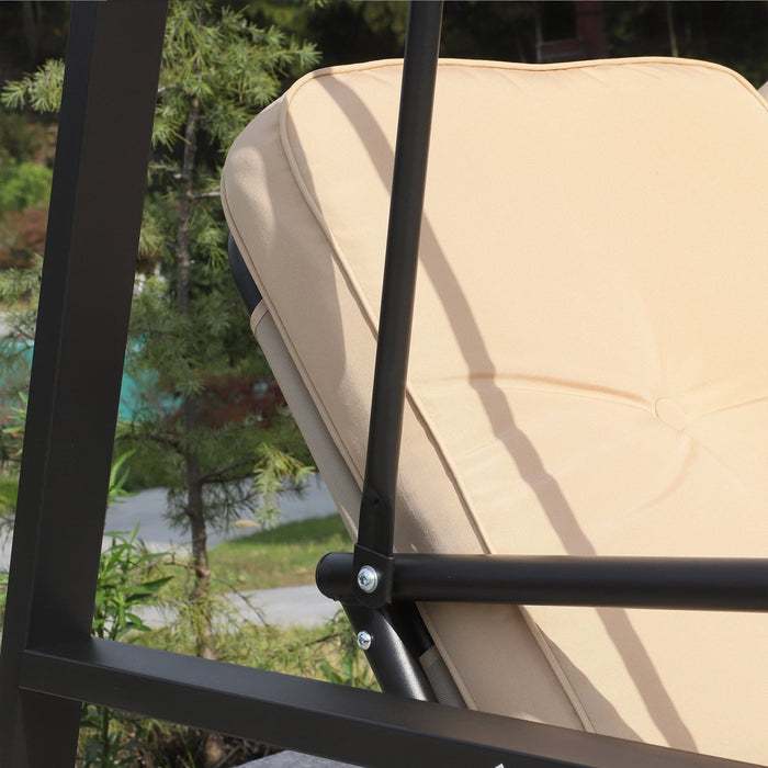 2 Person Garden Swing Chair with Canopy, Beige