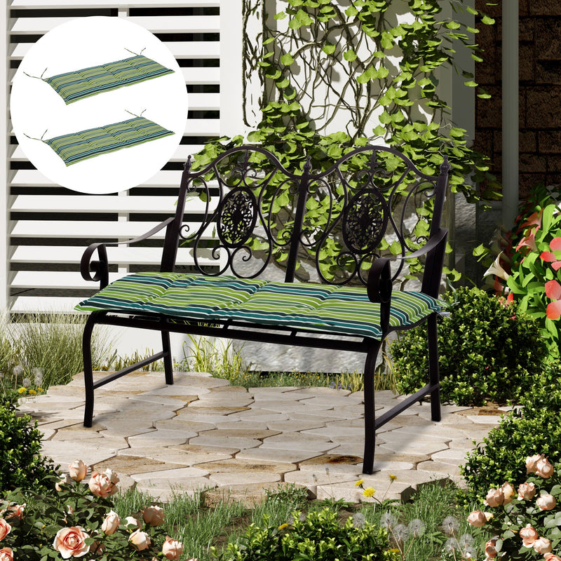 2pc Green Striped Chair Cushion Set Outsunny