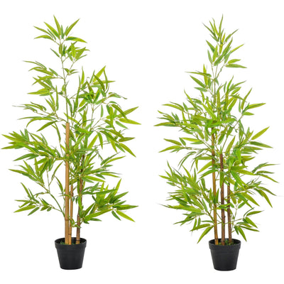 Set of 2 Artificial Bamboo Trees, 120cm, Indoor/Outdoor Homcom