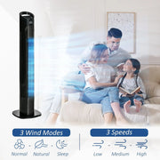 70° Oscillating Tower Fan with Remote, 3 Speed, 7.5h Timer Homcom