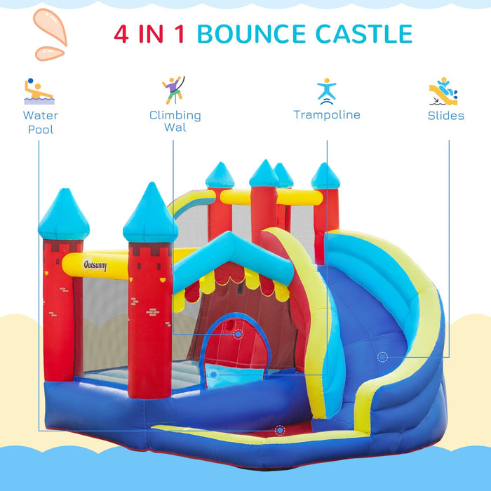 4-in-1 Kids Bouncy Castle With Slide, Pool 2.9m, Age 3-8