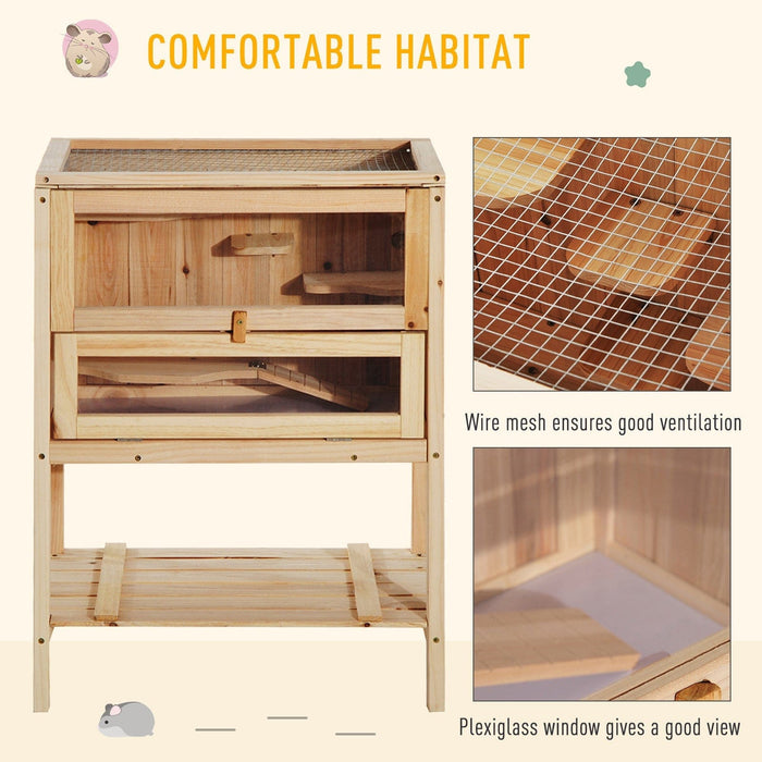 3-Tier Wooden Hamster Cage