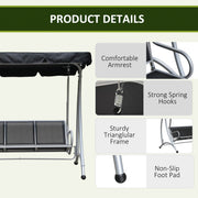 Deluxe 3 Seater Garden Swing Chair with Adjustable Canopy Outsunny
