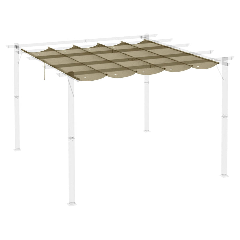 Outsunny Retractable Pergola Shade Cover, Replacement Canopy Fabric for 3 x 3 (m) Pergola, Gazebo Retractable Roof, Tan