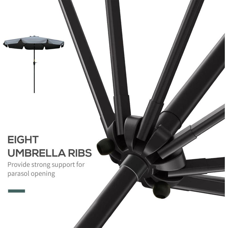 2.5m Tilting Parasol - Scalloped Edge, Vented Top