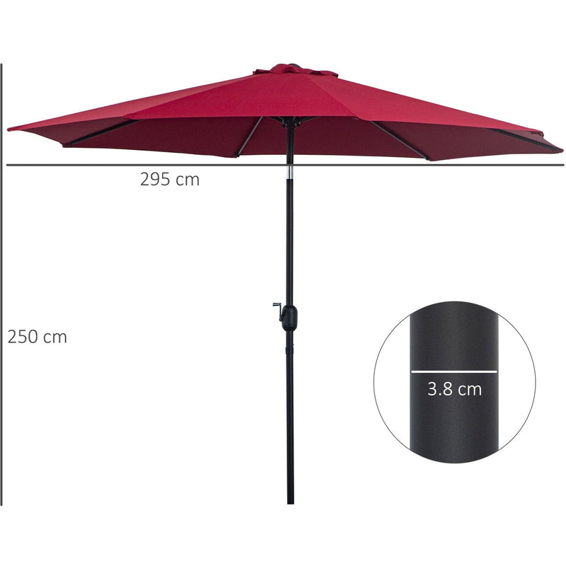 3m Tilting Garden Parasol with Crank Handle Outsunny