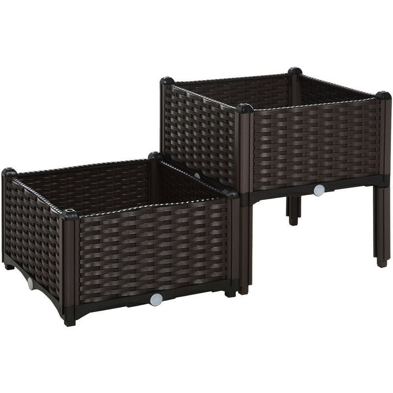 2 Rattan Planters Outdoors, 40x40x44 cm