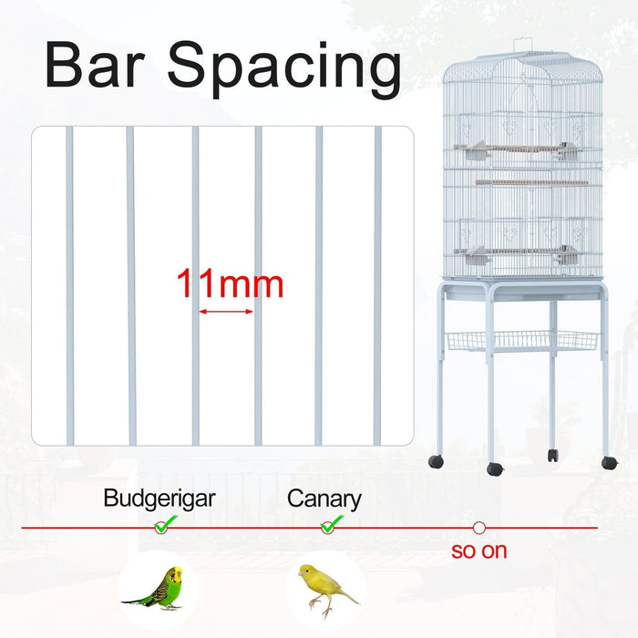 Large Metal Bird Cage With Breeding Stand, Wheels, Blue