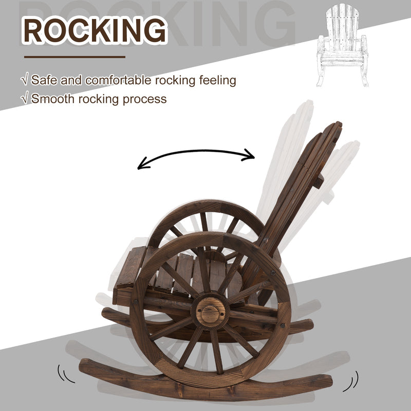 Adirondack Rocking Chair, Carbonized Wood Outsunny