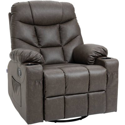 Brown Manual Recliner Chair with Cup Holders Homcom