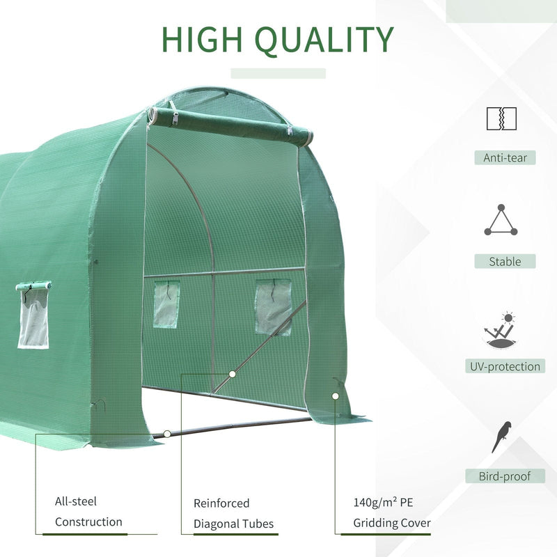 Polytunnel Greenhouse, Galvanised Steel Frame, 4x2x2M