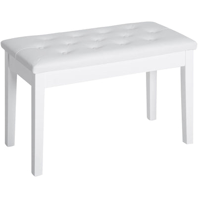 White Piano Stool With Storage Homcom
