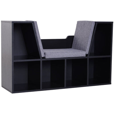 Bookcase With Seat, Storage Unit, 102W x 30D x 61H cm Homcom