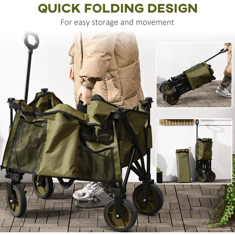 Folding Garden Trolley With Cover And Pockets, Green