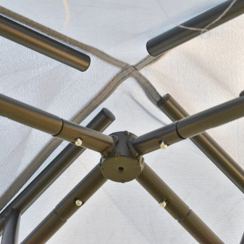 Stylish Metal Frame Gazebo With Mesh Sides, Vented Roof, 3x3