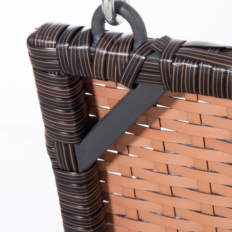 2 Person Wicker Hanging Loveseat Porch Swing, Cream