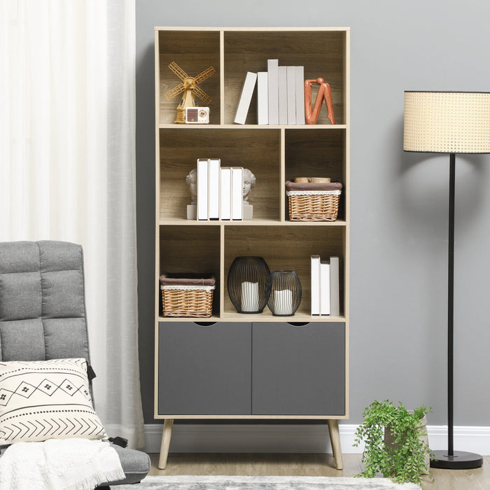 6 Shelf Modern Bookcase with Cupboard