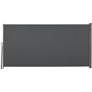 Outsunny Retractable Sun Side Awning Screen Fence Patio Garden Wall Balcony Screening Panel Outdoor Blind Privacy Divider (3x1.6M, Grey) Outsunny