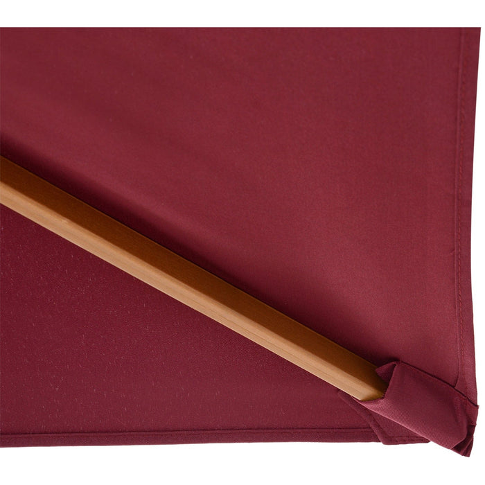 3m x 2m Wooden Garden Parasol - Wine Red