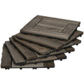 27 Pcs Solid Wood Interlocking Deck Floor Tile, Grey Outsunny