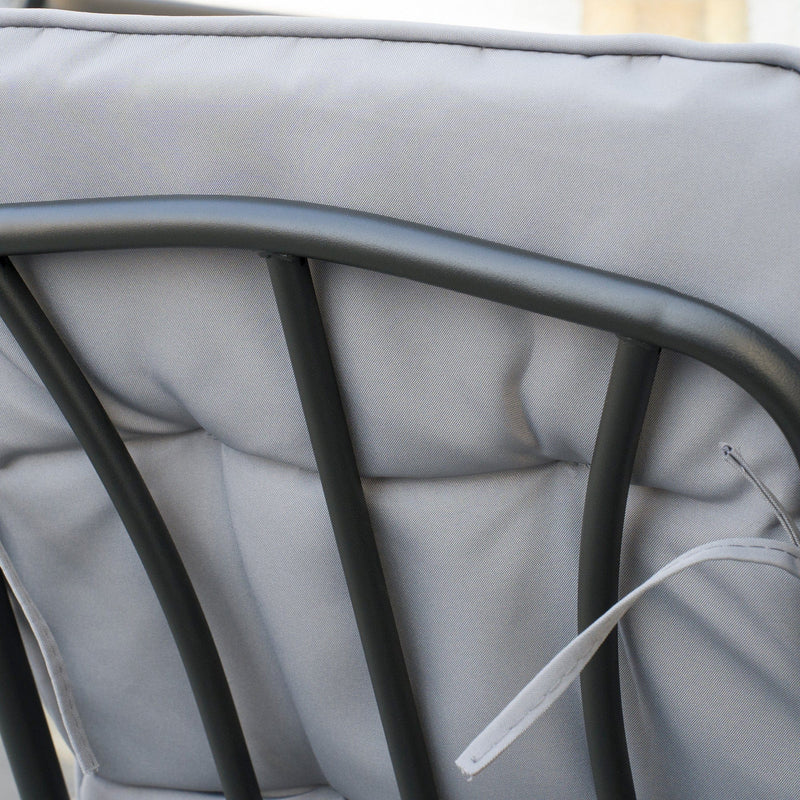 Outdoor 6 Seater Dining Set With Cushions - Black/Grey