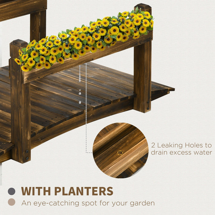 5FT Wooden Garden Bridge with Planters