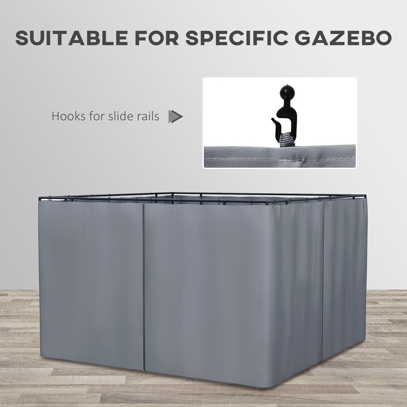 4 Sides For Gazebo Curtain Sidewalls, Fits Most 3x3m Gazebos