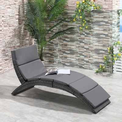 Curved Rattan Sun Lounger Outsunny