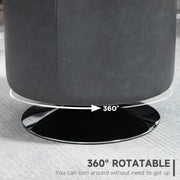 HOMCOM 360° Swivel Foot Stool Round PU Ottoman with Thick Sponge Padding and Solid Steel Base, Grey Homcom