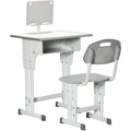 Kids Desk & Chair Set with Storage & Book Stand, Grey Homcom