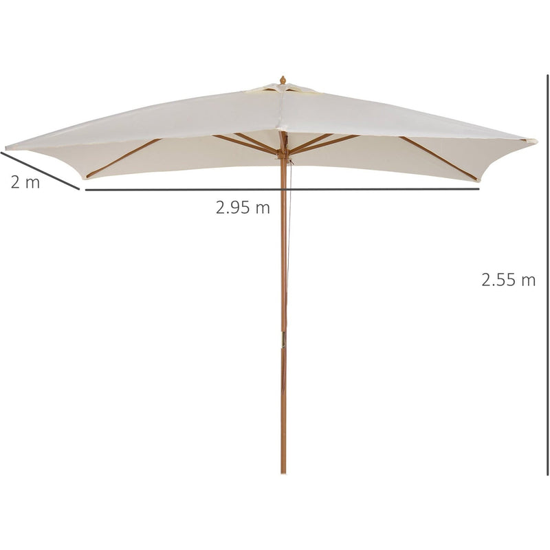 3x2m Large Wooden Patio Parasol