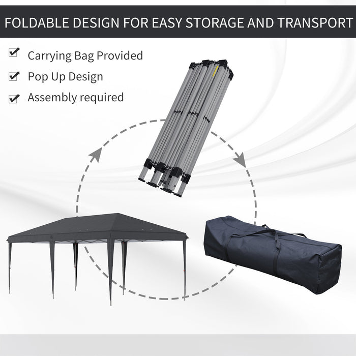 Pop Up Gazebo 6x3, UV-Resistant, Adjustable Height, Black