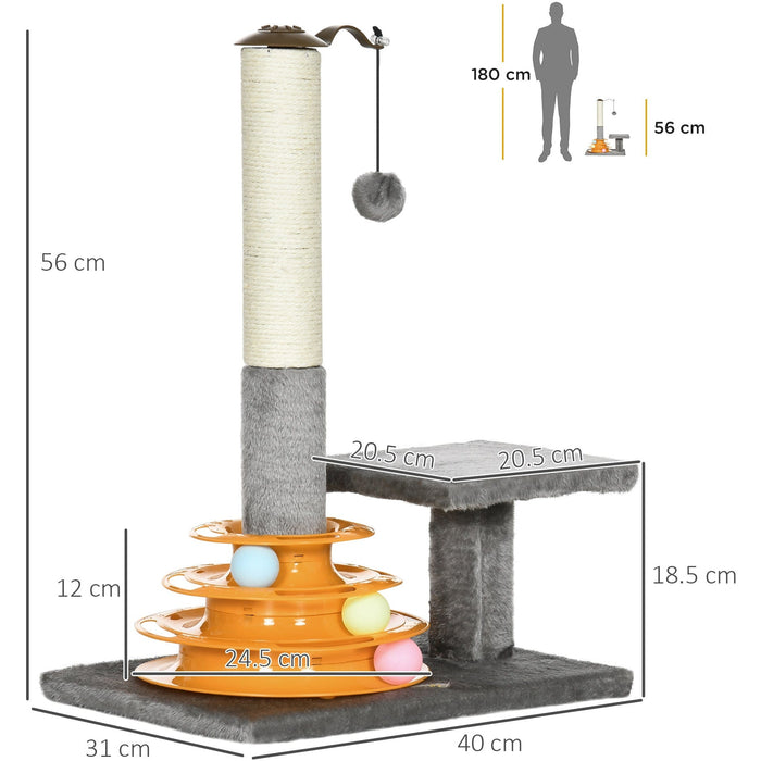 Grey Cat Activity Tower with Toy (56cm)