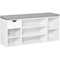 Shoe Bench With Seat, 7 Compartments,  Grey/White Homcom