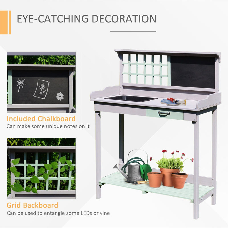 Outdoor Wooden Potting Table With Drawer