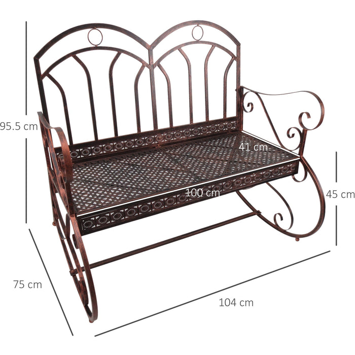 Bronze 2 Seater Rocking Garden Park Bench