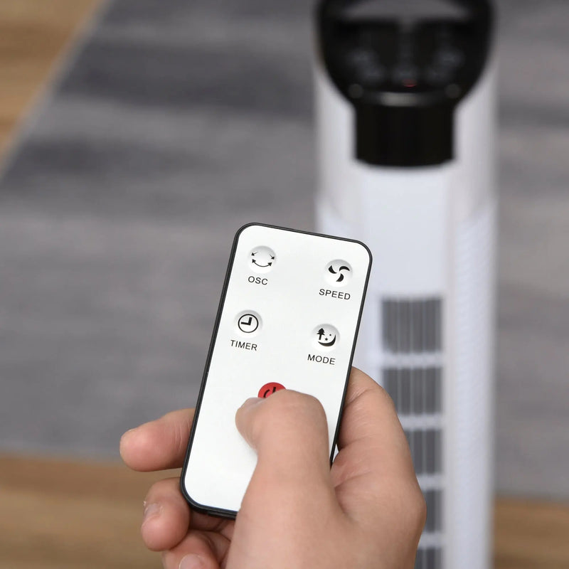 70° Oscillating Tower Fan with Remote, 3 Speed, 7.5h Timer Homcom