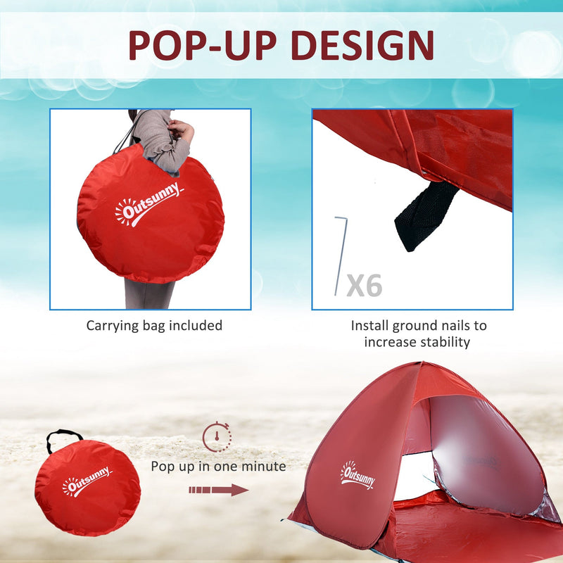 Pop Up Beach Shelter for 2-3 People, Red