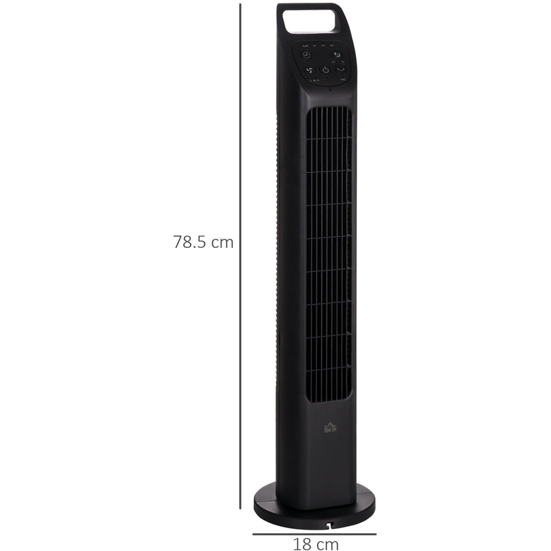 Oscillating Tower Fan, Remote, Timer, 3 Speed, Black Homcom