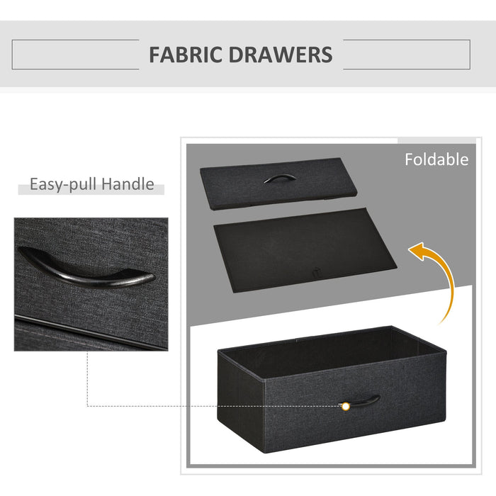 Black 3-Drawer Chest with Fabric Bins