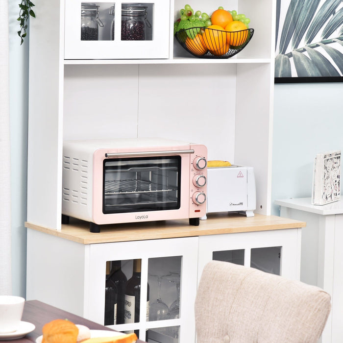 Kitchen Sideboard, Glass Doors, White, L80 x W37 x H183cm