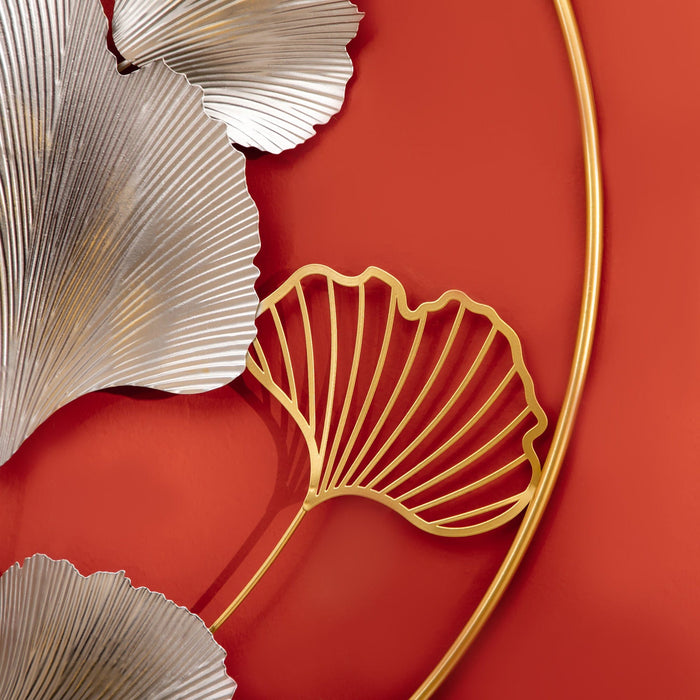 3D Ginkgo Leaves Metal Wall Art: Gold